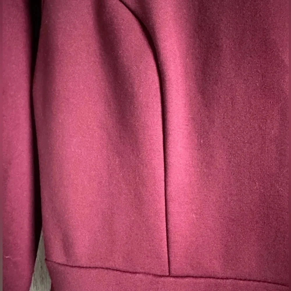 Lulus Cumulonimbus Clouds mini Burgundy Skater Dress scalloped trim Sz M - Picture 7 of 7